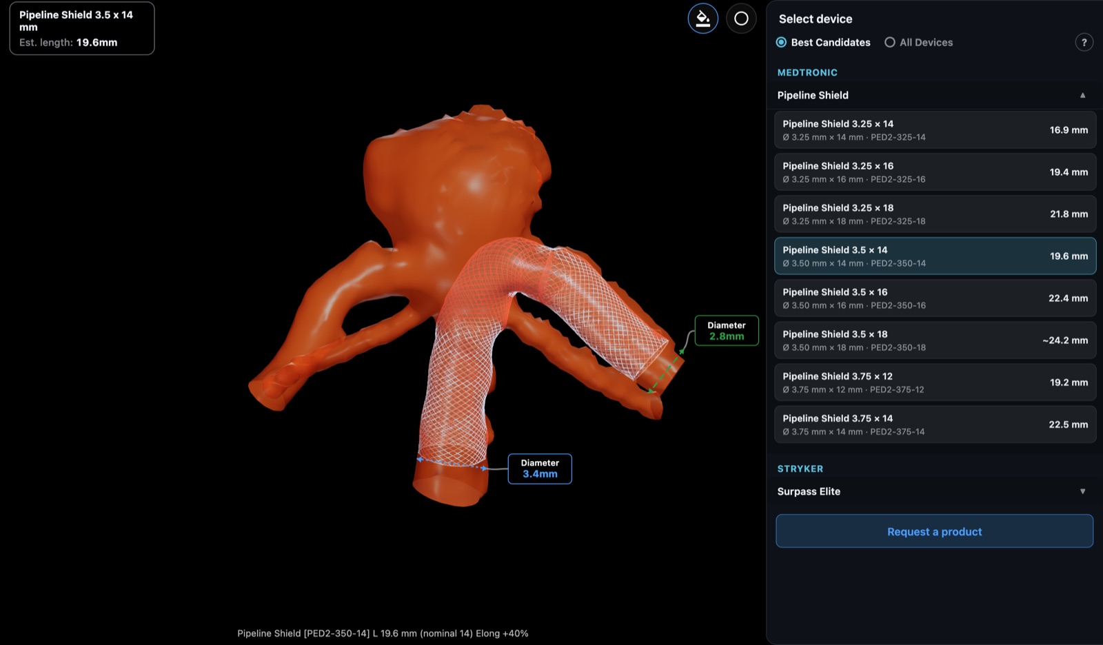 Pipeline Shield placed on a DICOM reconstruction